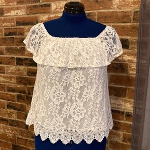 White Lace Blouse— Size Small